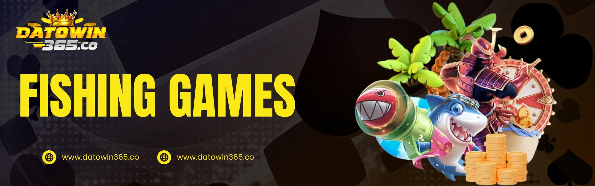Datowin365 fishing games showing a colorful shark cannon game with coins, tropical elements, and arcade-style shooting gameplay