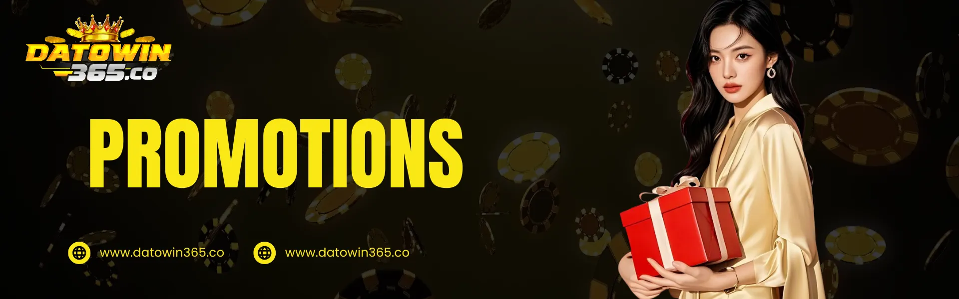 Datowin365 promotions banner featuring bonus rewards, gift boxes, and exclusive online casino offers